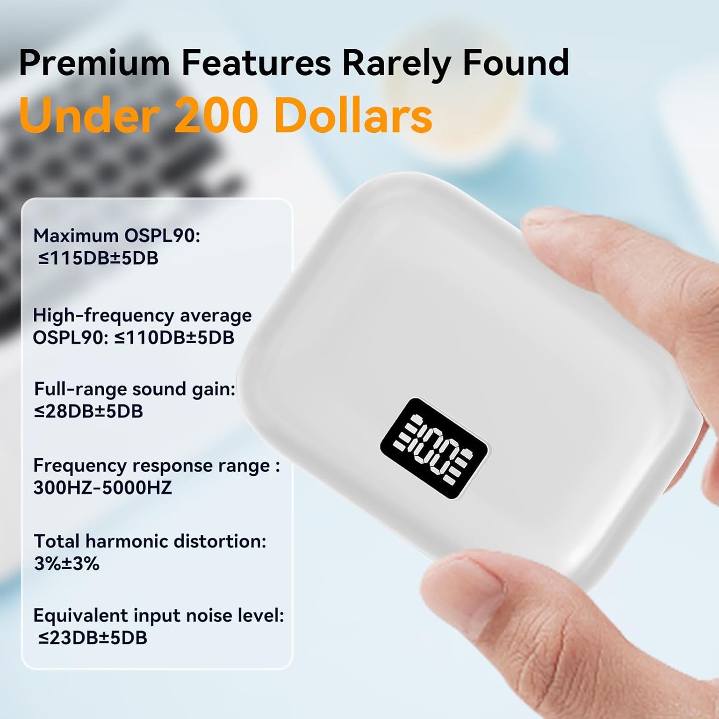 Invisible hearing Aid with simple controls and medical-grade components for crystal-clear sound.