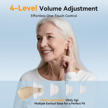 Invisible hearing Aid  with simple controls and medical-grade components for crystal-clear sound.