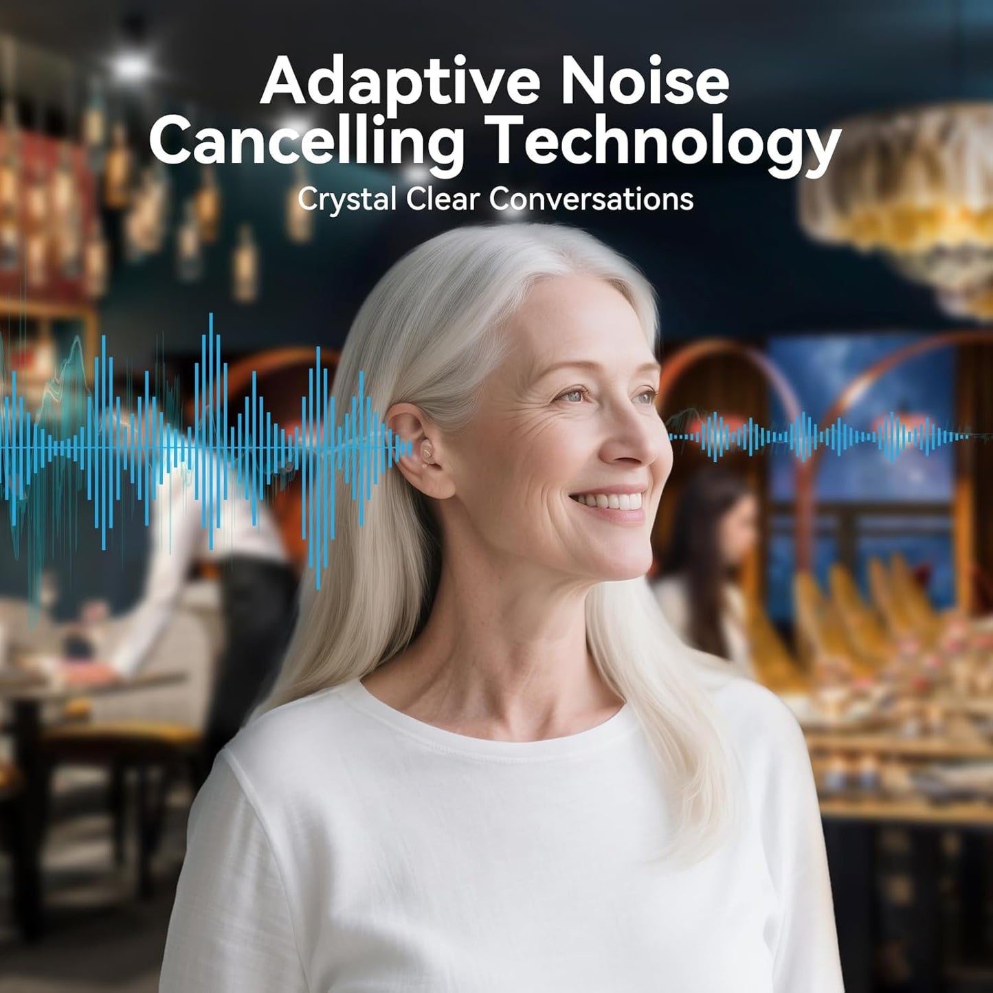 Invisible hearing Aid  with simple controls and medical-grade components for crystal-clear sound.