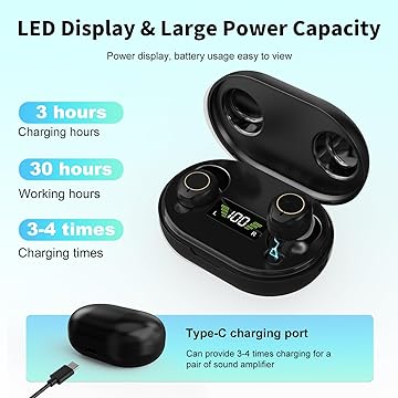 Black HD Hearing Amplifier with Noise Reduction