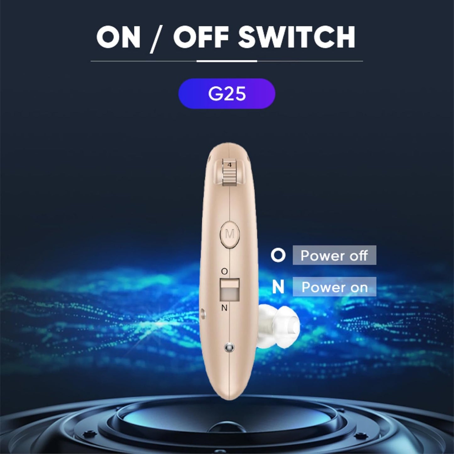 Digital Hearing Amplifier – Rechargeable & 80H Battery (Beige)