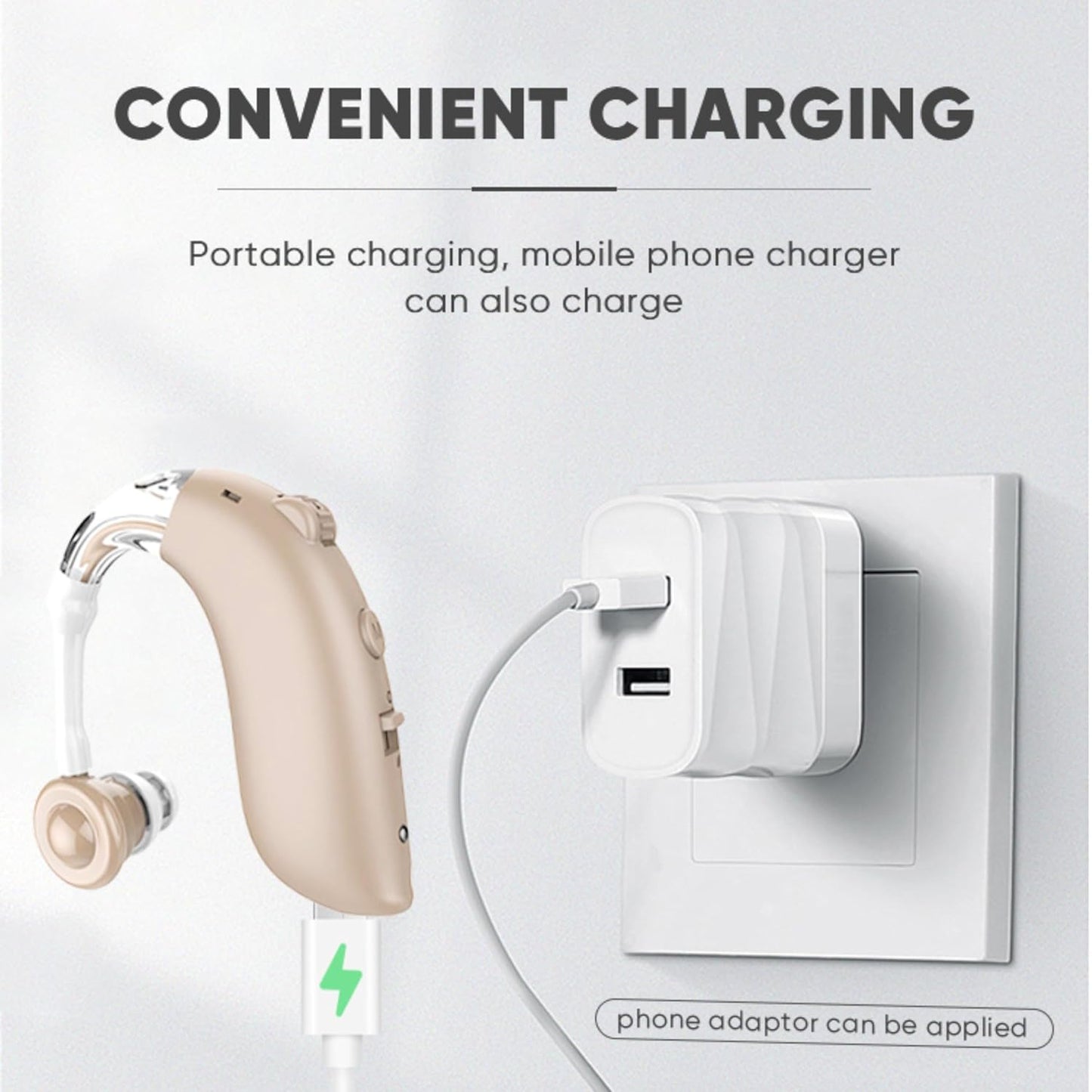 Digital Hearing Amplifier – Rechargeable & 80H Battery (Beige)